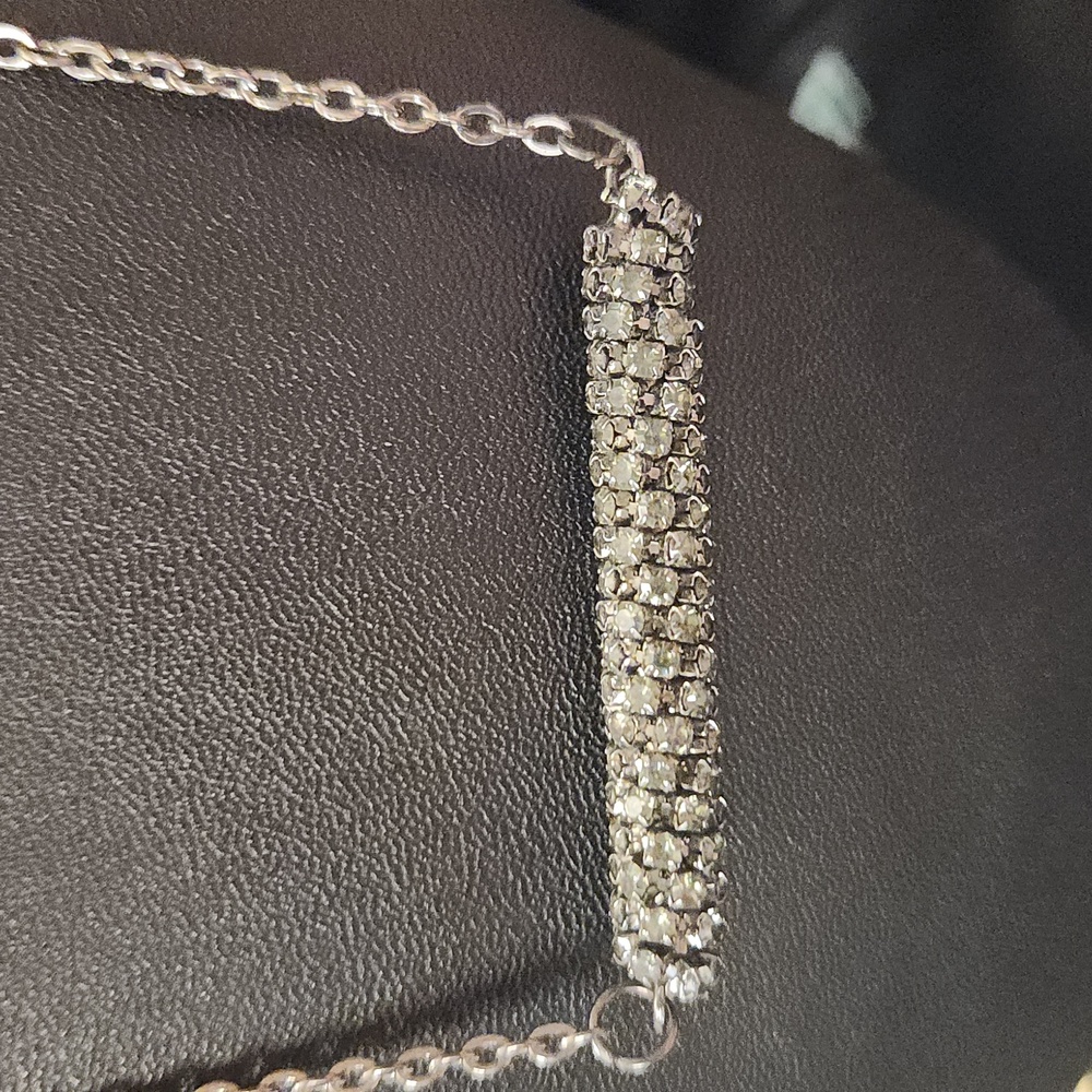 Paparazzi Gunmetal Rhinestone Roll Bar Necklace